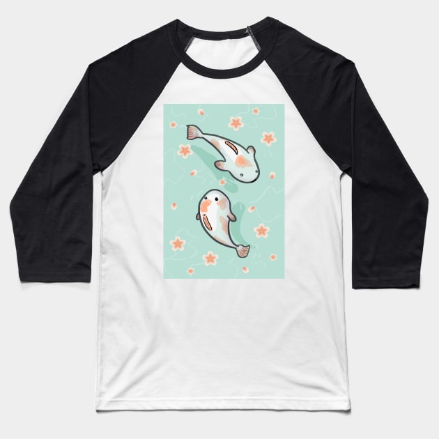 Cute japanese fishes Baseball T-Shirt by LittleNippon